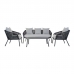 Bank en tafel set DKD Home Decor MB-179039 Grijs Tuin Polyester Touw Aluminium (151,5 x 72 x 70 cm) (4 pcs)