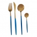 Cutlery Set Blue Golden Stainless steel (8 pcs)