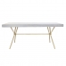 Dining Table DKD Home Decor Grey Golden White Brass Mango wood (180 x 90 x 76 cm)