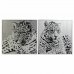 Maľba DKD Home Decor 100 x 2,5 x 100 cm Leopard Koloniálny štýl (2 kusov)