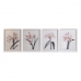 Maleri DKD Home Decor Krystall Bjørk 55 x 70 x 2,5 cm 55 x 2,5 x 70 cm Kukat (4 Deler)