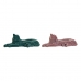 Statua Decorativa DKD Home Decor 36 x 17,5 x 13,3 cm Tigre Verde Resina Rosa chiaro Floccato