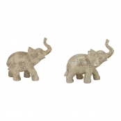 Decorative Figure DKD Home Decor Beige Golden Elephant Colonial 25 x 11,8 x  25 cm (2 Units)