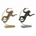 Decoratieve figuren DKD Home Decor 33 x 25 x 48 cm Zwart Gouden Aap Modern (2 Stuks)