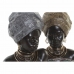 Decoratieve figuren DKD Home Decor 24 x 18 x 36 cm Zilverkleurig Gouden Koloniaal Afrikaanse (2 Stuks)