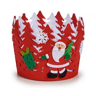 Cesta Decorativa Rojo Árbol de Navidad Fieltro (17 x 11,5 x 17 cm) |  Comprar a precio al por mayor