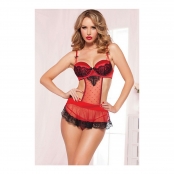 Red Strappy Open Cup Bra Set & Panty One Size Baci Lingerie BW3106