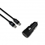 SUBBLIM - CARGADOR ULTRA RAPIDO 2xUSB DE PARED PD18W+2.4A + Cable C to C  Blanco