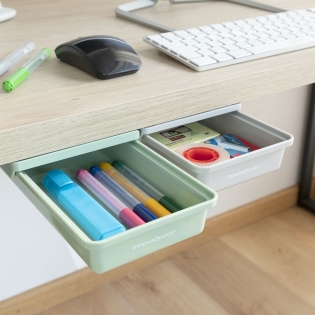 Plastic Hidden Under Desk Storage Drawer Box, Slide Out Under Desk