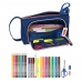 Astuccio per la Scuola con Accessori Kelme Navy blue Arancio Blu Marino 20 x 11 x 8.5 cm (32 Pezzi)