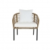 Комплект от Маса и 3 Кресла DKD Home Decor Бял 137 x 73,5 x 66,5 cm синтетичен ратан Стомана