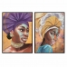 Læret DKD Home Decor 60 x 3,5 x 80 cm Kolonial Afrikansk dame (2 enheter)