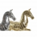 Decoratieve figuren DKD Home Decor 34 x 9,5 x 33,5 cm Paard Zilverkleurig Gouden (2 Stuks)