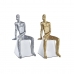 Decoratieve figuren DKD Home Decor 11 x 12 x 28 cm Zilverkleurig Zwart Wit Mannen (2 Stuks)