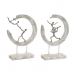 Decoratieve figuren DKD Home Decor 32,5 x 10 x 47 cm Zilverkleurig Wit Balletdanseres Modern Decapé (2 Stuks)