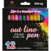 Set di Pennarelli Alex Bog Outliner Multicolore 12 Pezzi Torta