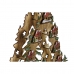 Kerstversiering DKD Home Decor Groen Natuurlijk Hout Boomstructuur Huizen 30 x 15 x 37 cm (3 Stuks)