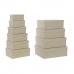 Set van opstapelbare opbergboxen DKD Home Decor Wit Vierkant Karton Mosterd (43,5 x 33,5 x 15,5 cm)