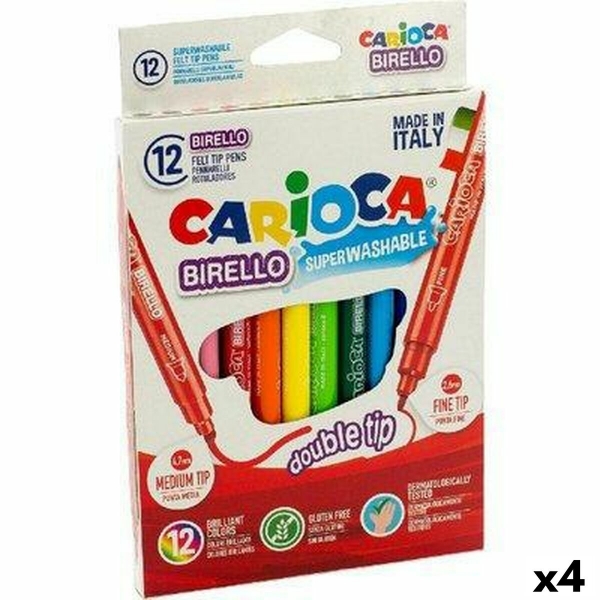 Set of Felt Tip Pens Carioca Birello Multicolour 12 Pieces Double-ended ...