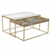 Conjunto de 2 mesas DKD Home Decor Dourado Natural Madeira Metal Cristal 90 x 60 x 45 cm