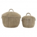 Korb-Set DKD Home Decor Braun Bunt natürlich Jute Metall Boho 51 x 51 x 48 cm