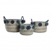 Conjunto de Cestas DKD Home Decor 46 x 44 x 34 cm Pompons Polipropileno Zostera marina