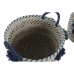 Conjunto de Cestas DKD Home Decor 46 x 44 x 34 cm Pompons Polipropileno Zostera marina