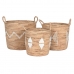 Basket spelset DKD Home Decor Wit Natuurlijk Touw Zeegras Boho 46 x 46 x 48 cm