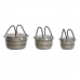 Set de Coșuri DKD Home Decor Poliester Pompoane 43 x 43 x 43 cm Iarbă de mare