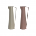 Vase DKD Home Decor Beige Pink Iron 12 x 10 x 35 cm (2 Units)