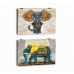 Capace DKD Home Decor Contor Elefant Turquoise Lemn MDF 2 Unități 46,5 x 6 x 31,5 cm