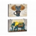 Покривки DKD Home Decor Счетоводител Слон цвят тюркоаз Дървен MDF 2 броя 46,5 x 6 x 31,5 cm