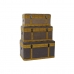 Zestaw kufrów DKD Home Decor 80 x 50 x 42 cm Drewno Brązowy Jasnoszary Nowoczesny Velvet