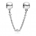 Miçangas femininas Pandora EMBOSSED HEARTS  SAFETY CHAIN