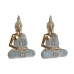 Statua Decorativa DKD Home Decor 23 x 13 x 34 cm Azzurro Buddha Turchese Orientale Decapaggio (2 Unità)