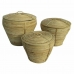 Basket spelset DKD Home Decor Met deksel Natuurlijk Rotan Tropisch (3 Onderdelen) (35 x 35 x 30 cm)