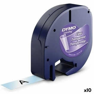 Dymo LetraTag Compatible Tape 12267 12mm x 4m Plastic Black on