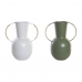 Vaso DKD Home Decor 20 x 13 x 24 cm Metal Terracota Branco Verde (2 Unidades)