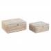 Guarda-Joias DKD Home Decor 25,5 x 20 x 10,5 cm Natural Madeira de mangueira (2 Unidades)