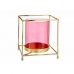 Kaarshouder Vierkant Roze Gouden 14 x 15,5 x 14 cm Metaal Glas