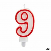 Vela Cumpleaños Número 1 Rojo Blanco (12 Unidades) 