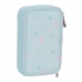 Double Pencil Case Moos Garden Turquoise 12.5 x 19.5 x 4 cm (28 Pieces)