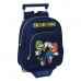 Mochila Escolar com Rodas Super Mario Azul Marinho 28 x 34 x 10 cm