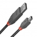 Kabel USB 2.0a naar Mini USB B LINDY 36722 Zwart 1 m