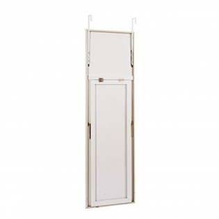 Specchio Portagioie Verticale Cristallo Stoffa Bianco Legno MDF