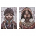Sæt med 2 malerier Lærred Afrikansk kvinde 70 x 50 x 1,5 cm (6 enheder)