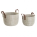 Set de Coșuri DKD Home Decor Natural Maro Deschis Poliuretan Iarbă de mare 41 x 41 x 29 cm