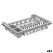 Draining Rack for Kitchen Sink Versa Plates Grey Double Steel Iron  polypropylene (23,5 x 36 x 42,5 cm)