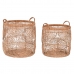 Conjunto de Cestas DKD Home Decor Natural Marrom claro Tropical 40 x 40 x 47 cm