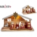 Crèche de Noël Blanc Rouge Doré Bois Céramique 29,5 x 16,5 x 11,5 cm (6 Unités)